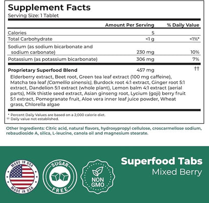 Superfoods Company Detox Cleanse Drink - Nutrition Supplement for Women & Men - Support Healthy Weight, Digestive Health, Cravings & Bloating Relief - Mixed Berry Flavor [60 Tablets]