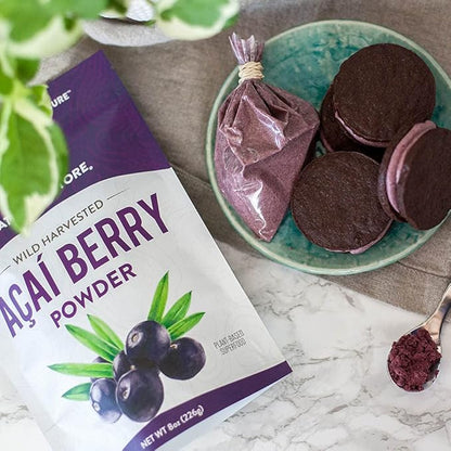 Nature Restore Wild Harvested Acai Berry Powder, 8 Ounces, Non GMO, Gluten Free, Brazilian Wild Grown