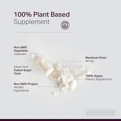 Anew Vitaㅤ Policosanol Supplement - Healthy Lipid Levels, Platelet Function & Circulation, Cuban Sourced Sugarcane, 40mg per Serving, Non-GMO, Gluten-Free - 120 Veggie Capsules, Made in USA