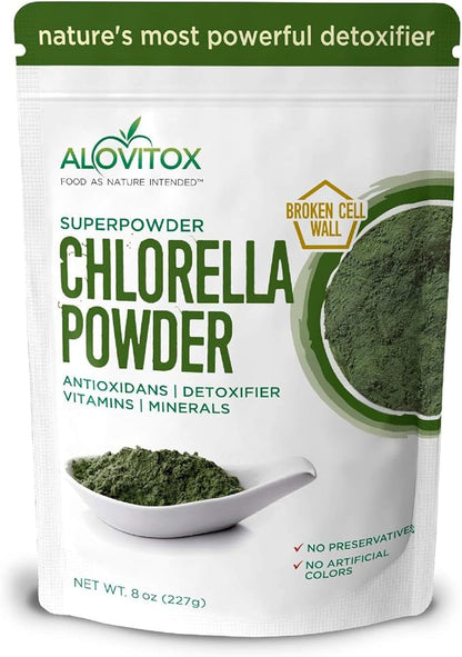 Organic Chlorella Powder 8oz | Nutrient Dense Superfood with Antioxidants, Proteins, Vitamins C, E, B Complex, Enzymes, Chlorophyll, Omegas 3 and More| Organic Raw No Additives or Colors