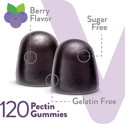 VITEEY Sambucus Elderberry Gummies for Adults & Teens + Zinc & Vitamin C - Sugar Free - Immune Support & Booster Herbal Supplement - Vegan, Gluten Free, Gelatin Free, GMO Free, Chewable Berry Flavored