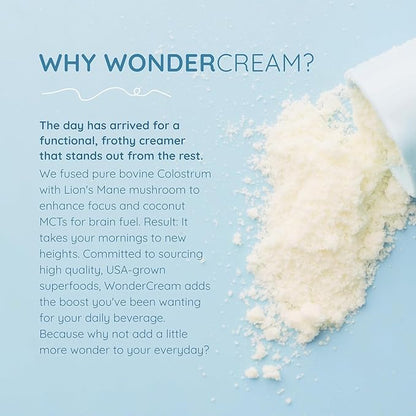Bovine Colostrum Superfood Creamer Supplement Powder w/Organic Lions Mane Mushroom & Coconut Milk Powder MCTs | Functional Sugar Free Keto Coffee, Smoothie & Drink Mix Unsweetened