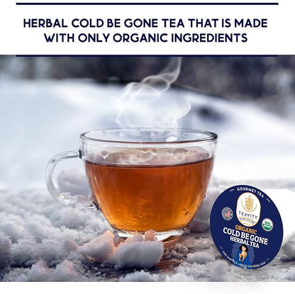 Organic Rooibos Tea Pods for Keurig with Lemon, Mint, Licorice - Unsweetened Decaf Tea for K Cup Brewing - Cold Be Gone by Teavity (12 Tea Pods)