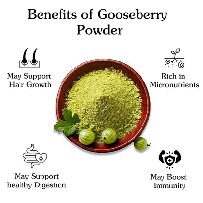 Ancient Roots Gooseberry Powder -100% Pure & Natural, Non-GMO, Gluten-Free, Finely Ground Amla for Smoothies, Teas, and Recipes, 10.5 oz Resealable Bag