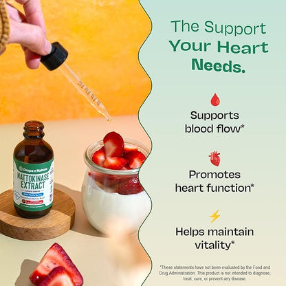Nattokinase Supplement Liquid Drops – Made of Nattokinase 2000 FU Extract – Vegan, GMO-Free – Liquid Alternative to Natto Veggie Caps – Aids in Maintaining Heart Wellness (Strawberry Watermelon, 60mL)