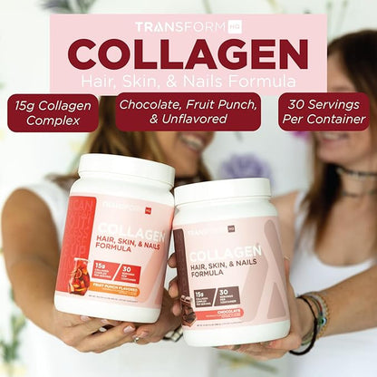 TransformHQ Beauty Collagen (30 Servings) Unflavored - Hair, Skin, & Nails Formula
