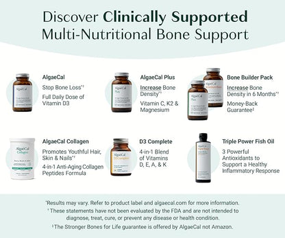 ALGAECAL Collagen: 4 Clinically-Supported Peptides VERISOL®, FORTIGEL®, UC-II®, FORTIBONE®, Anti-Aging Hydrolyzed Collagen Powder, 30 Servings, Made in USA