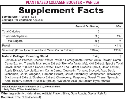 Vitauthority Vegan Collagen Powder for Women - Plant Based Collagen Supplement for Women with Proprietary Vegan Hair Skin and Nails Vitamins - Vegetarian Collagen Powder with Hyaluronic Acid