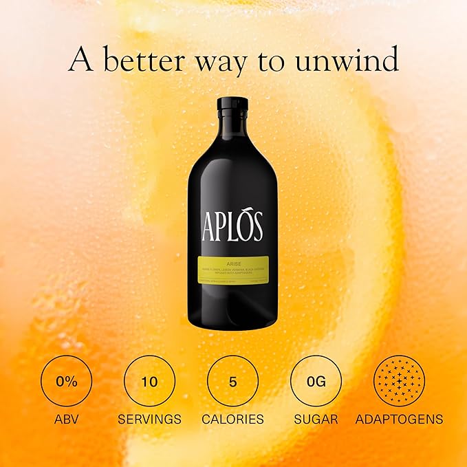 Aplós ARISE Non-Alcoholic Adaptogen-Infused Beverage, Tequila Style Alternative, Formulated to Elevate Mood, 19.4oz (575ml)