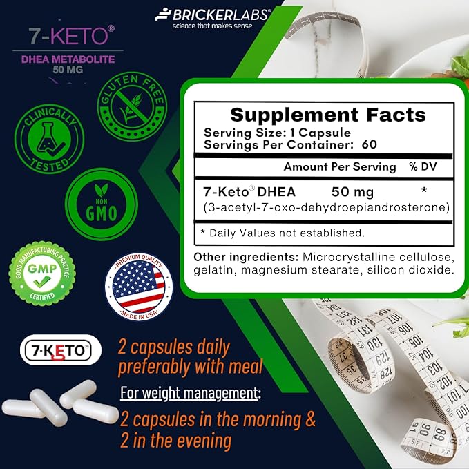 7-Keto DHEA Metabolite 50 mg Dietary Supplement for Weight Management, Safe and Effective Weight Management Support, 60 Capsules