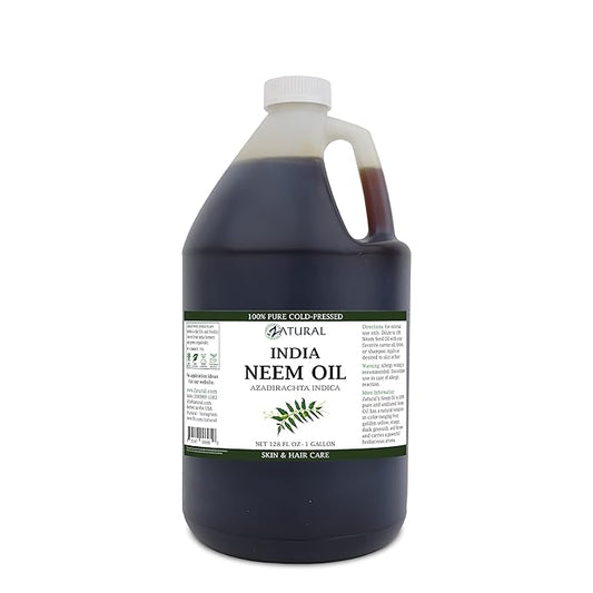 Zatural 100% Pure Neem Oil - Undiluted Cold-Pressed, Uses for Hair, Skin, and Nails, 128 oz