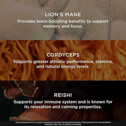 The Genius Brand Genius Mushroom - Plant-Based Supplement for Immune, Focus & Energy Support - Lion's Mane, Cordyceps & Reishi - Organic & Non-GMO - Butter Toffee - 60 Soft Chews