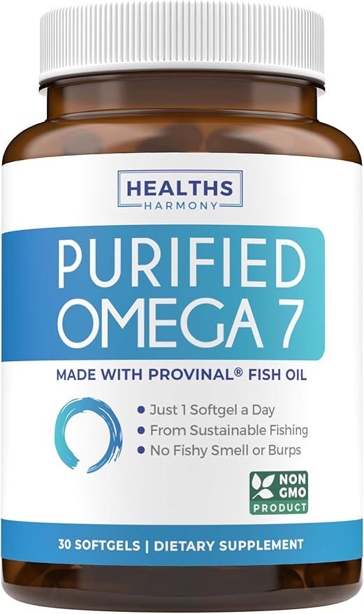 Omega 7 Supplement for Women and Men - High Potency & Purity Palmitoleic Acid Fatty Acid Fish Oil Supplement from Patented Provinal with Lowest Palmitic Acid - Sustainably Sourced (1 Month Supply)
