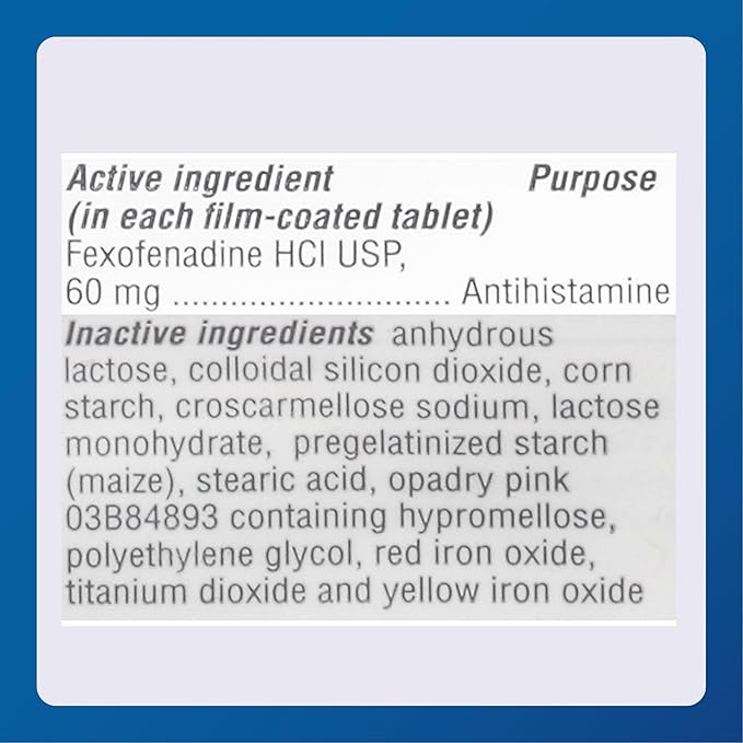 MAJOR Fexofenadine Hydrochloride Tablets USP, 60 mg - Non-Drowsy Allergy Medicine - Antihistamine - 12 Hour Indoor/Outdoor Allergy Relief - 100 Tablets