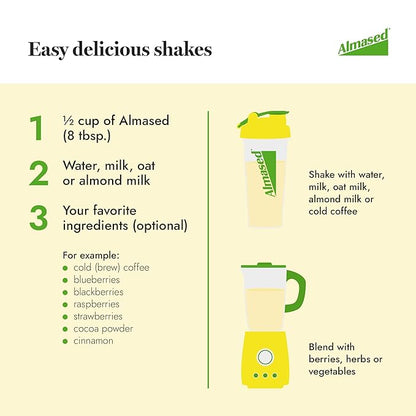 Almased Protein Powder, GLP-1 Nutrition Support Supplement, Meal Replacement Shake for Weight Loss, high protein, complete nutrition (Vanilla Flavor, 3 Cans @ 17.6 oz ea + scoop + 700ml Shaker Bottle