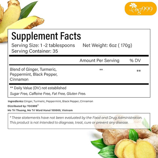 TOG999, 6oz/100 cups Anti-Inflammaheb Loose Leaf Tea | 100% Natural Blend of Ginger, Turmeric, Peppermint, Black Pepper & Cinnamon | Caffeine-Free, Sugar-Free, Gluten-Free, Vegan, Handcrafted