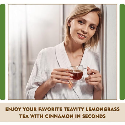 Teavity Organic Lemongrass and Cinnamon Tea Pods for Keurig - Naturally Decaffeinated Herbal Tea Blend (36 Pods)