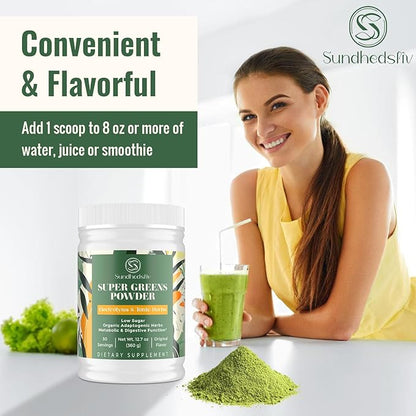 Electrolytes Powder Plus Super Greens & Tonic Herbs - Low Sugar Electrolyte Drink Mix for Hydration, Energy, Gut & Immune - with Shilajit, Chlorella, Organic Greens, Adaptogens -Unflavored-30 Servings