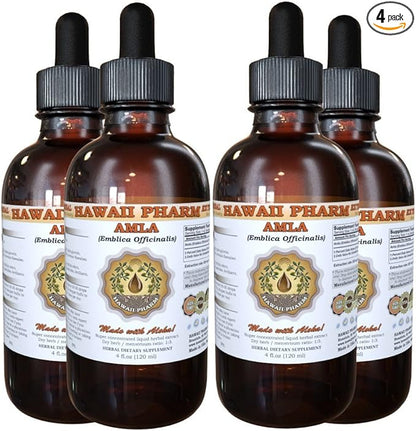 Amla Liquid Extract, Organic Amla (Emblica Officinalis) Tincture 4x4 oz