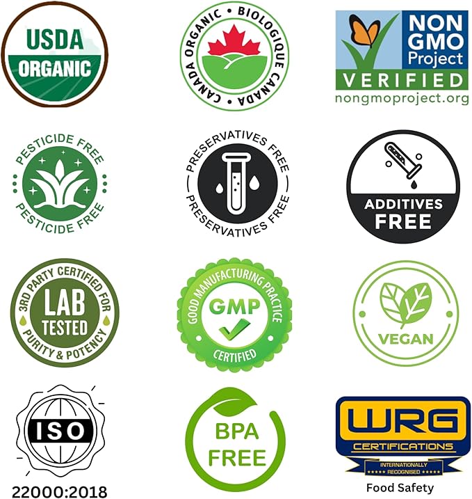 Organic, Non-GMO Moringa, Shilajit, Turmeric, Soursop, Gotukola, and Amla Green Juice Blend Powder, 2-Month Supply, [ Best Before Aug 30, 2028 ]
