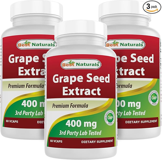Best Naturals Grape Seed Extract 400 mg 60 Vcaps (60 Count (Pack of 3))