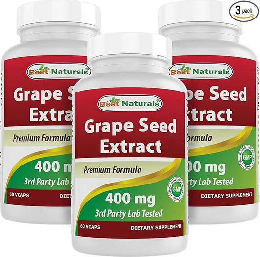 Best Naturals Grape Seed Extract 400 mg 60 Vcaps (60 Count (Pack of 3))