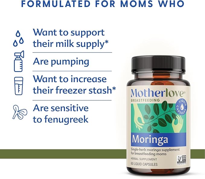 Motherlove Moringa (240 Capsule Value Size) Lactation Supplement to Support Breast Milk Supply—Non-GMO, Organic Herbs, Vegan, Kosher