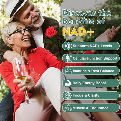 NAD Supplement 500mg, Pure Organic NAD+ Supplement for Women & Men, NAD+ with Trans-Resveratrol & CoQ10 & Quercetin for Cellular Energy & Healthy Aging, NMN Alternative (90 Vegan Caps)