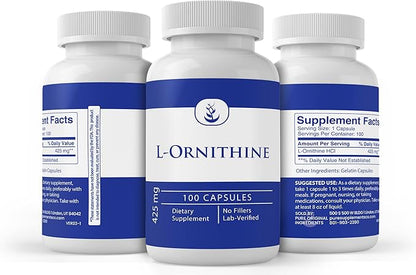 Pure Original Ingredients L-Ornithine, (100 Capsules) Always Pure, No Additives Or Fillers, Lab Verified