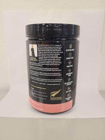 FREZZOR Collagen Peptides Powder, Reduces Fine Lines & Wrinkles, Stronger Hair & Nails, Promotes Youthful Flexibility & Mobility, 100% New Zealand Hydrolyzed Beef Bone Collagen, Unflavored 225g 1 Jar