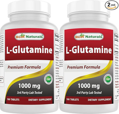 Best Naturals L-Glutamine 1000 mg 180 Tablets (180 Count (Pack of 2))