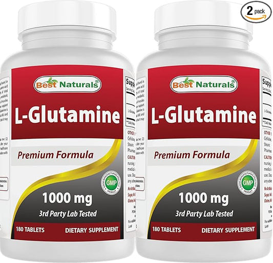 Best Naturals L-Glutamine 1000 mg 180 Tablets (180 Count (Pack of 2))