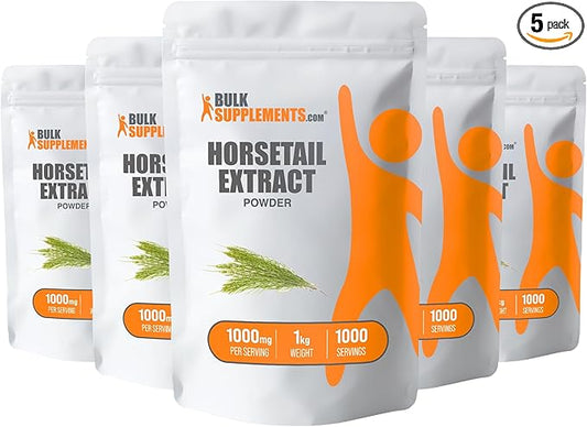BulkSupplements.com Horsetail Extract Powder - Horsetail Supplement, from Horsetail Herb - Silica Supplements, Gluten Free, 1000mg per Serving, 5kg (11 lbs) (Pack of 5)