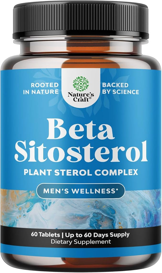 Natures Craft Plant Sterols Complex with Beta Sitosterol - 500mg Beta-Sitosterol Sterols and Stanols Supplement for Prostate Support - Prostate Health Supplement for Men - 60 Tablets