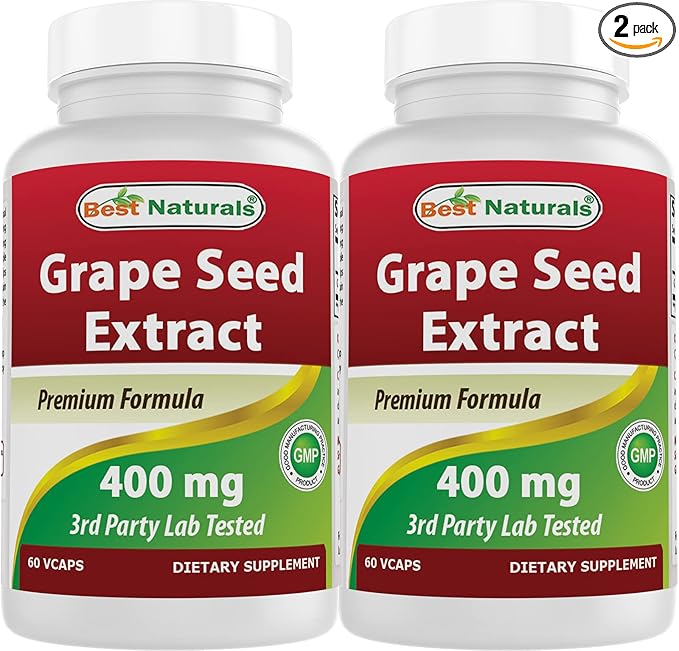 Best Naturals Grape Seed Extract 400 mg 60 Vcaps (60 Count (Pack of 2))