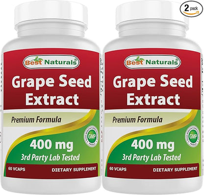 Best Naturals Grape Seed Extract 400 mg 60 Vcaps (60 Count (Pack of 2))