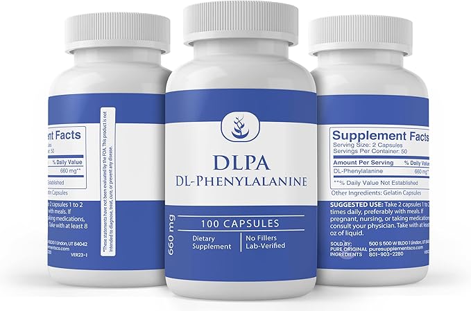 Pure Original Ingredients DLPA DL-Phenylalanine, (100 Capsules) Always Pure, No Additives Or Fillers, Lab Verified
