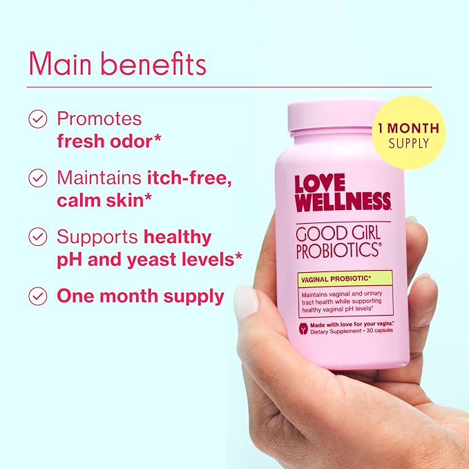 Love Wellness Good Girl Probiotics | Women's Vaginal Health Supplement | Vaginal Probiotics for Women pH Balance & Urinary Tract Health | Support Vaginal Odor & Flora | 30 Day Supply
