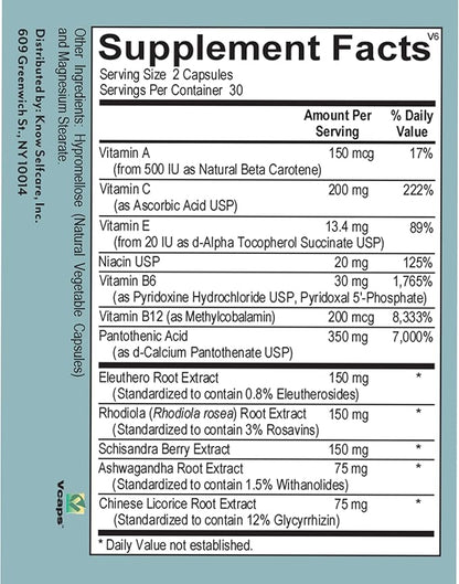 Veracity Fatigue Ease Adrenal Support Supplement for Stress Resilience, Healthy Cortisol & Energy - Adaptogenic Blend of Ashwagandha, Schisandra Berry, Licorice & Rhodiola – 100% Natural - 60 Capsules