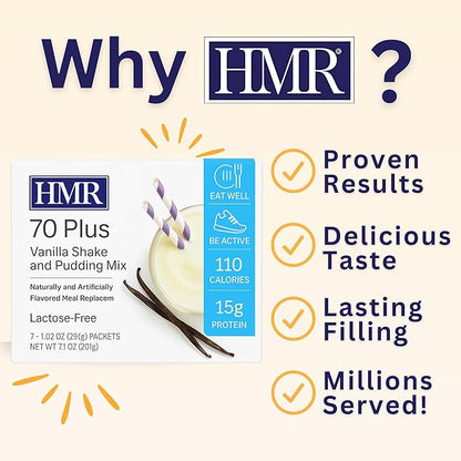 HMR 70 Plus Vanilla + Chocolate Shake & Pudding Mix COMBO | Meal Replacement Powder | Lactose-Free | 15g Protein | Easy to Make | Low Calorie | 42 Single Serving Packets each