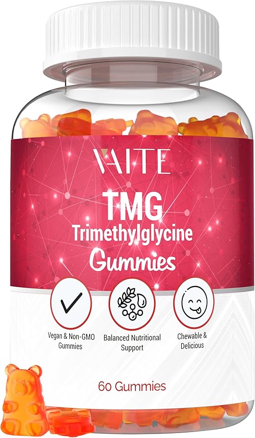 VAITE TMG Supplements – Trimethylglycine 800mg Gummies, Betaine Anhydrous for Energy Support, 60 Vegan Chewables, Easy to Take, Non-GMO, Gluten & Soy Free, for Adults, Daily Nutritional Balance