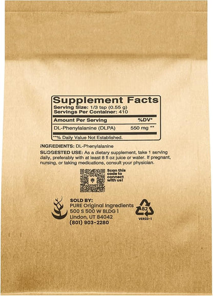 Pure Original Ingredients DL-Phenylalanine Powder (8 oz) Always Pure, No Fillers or Additives