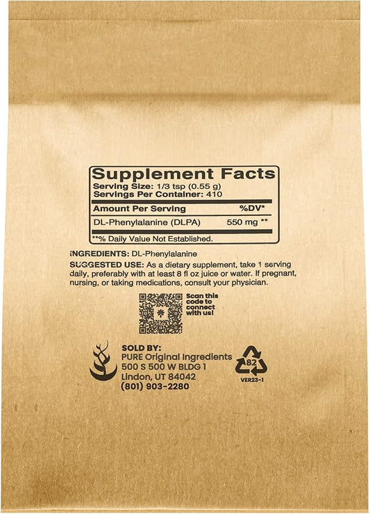 Pure Original Ingredients DL-Phenylalanine Powder (8 oz) Always Pure, No Fillers or Additives