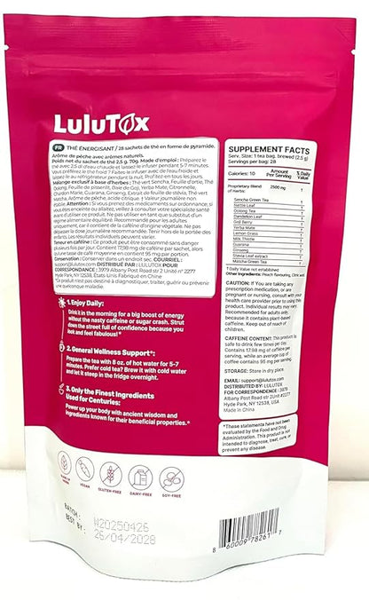Detox Tea - Slimming Tea with Dandelion and Ginseng to Support Goals for Detox Cleanse, Flat Belly, Bloating, Healthy Weight and Digestive Health - Women & Men - Peach Flavor (28 Servings)