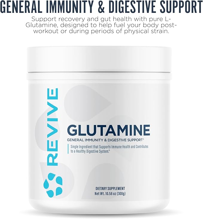Revive Gut L-Glutamine Powder MD - Muscle Recovery & Immune System Booster for Adults - Promotes Digestive Health & Reduces Muscle Soreness - Immunity & Digestion Vegan Pure L Glutamine Supplement