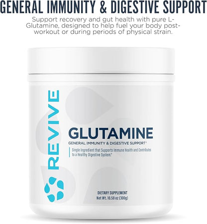 Revive Gut L-Glutamine Powder MD - Muscle Recovery & Immune System Booster for Adults - Promotes Digestive Health & Reduces Muscle Soreness - Immunity & Digestion Vegan Pure L Glutamine Supplement