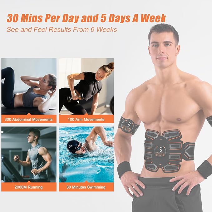 ABS Stimulator, Ab Toning Belt Trainer, Workout Equipment for Men & Women - BFB-11