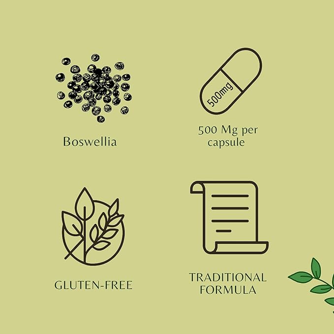 Boswellia Serrata Extract 500mg - 60 Vegetarian Capsules|Indian Frankincense | All Natural | 100% Vegan | Gluten-Free | GMP Certified