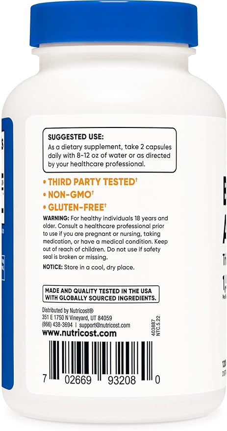 Nutricost Betaine Anhydrous Caps 1500mg, 60 Servings Per Bottle (2 Bottles)