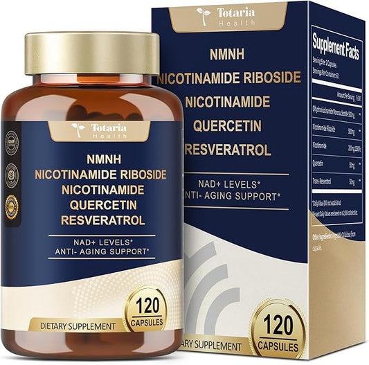 NMNH Supplement (Dihydronicotinamide Mononucleotide) – Advanced NAD+ Support with Niacinamide, Quercetin & Resveratrol | 120 Vegan Capsules | Anti-Aging, Cellular Health & Energy Support